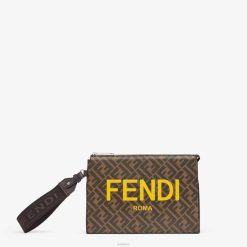 Fendi hombres bolsa de tela ff 2LH8E2636 accesorios marrón