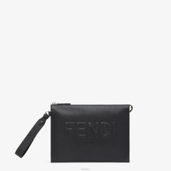 Fendi hombres bolso de mano de cuero 2LH8E1841 accesorios negro
