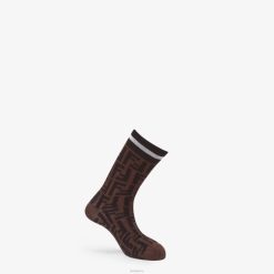 Fendi hombres calcetines de algodón elástico 2LH8E2543 accesorios marrón