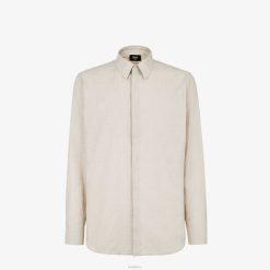 Fendi hombres camisa de algodón y viscosa 2LH8E1933 vestir beige