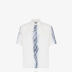 Fendi hombres camisa de lino 2LH8E2024 vestir blanco