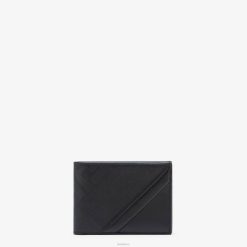 Fendi hombres cartera plegable de cuero con diseño de dólar estadounidense en diagonal sombra 2LH8E2640 accesorios negro