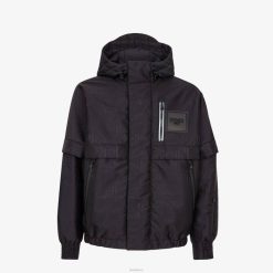 Fendi hombres chaqueta acolchada de tejido técnico 2LH8E2101 vestir negro