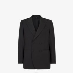 Fendi hombres chaqueta de lana 2LH8E2066 vestir negro