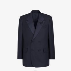 Fendi hombres chaqueta de lana 2LH8E2071 vestir azul