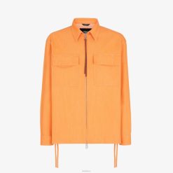 Fendi hombres Chaqueta de mezclilla 2LH8E2028 vestir naranja