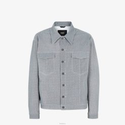 Fendi hombres Chaqueta de mezclilla 2LH8E2125 vestir gris