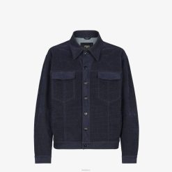 Fendi hombres Chaqueta de mezclilla 2LH8E2165 vestir azul