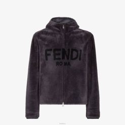 Fendi hombres chaqueta de piel de oveja 2LH8E2114 vestir gris