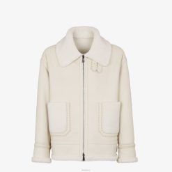 Fendi hombres chaqueta de piel de oveja 2LH8E2159 vestir blanco