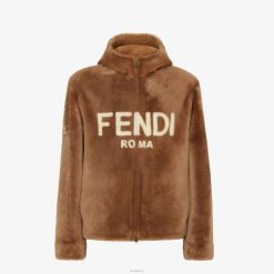 Fendi hombres chaqueta de piel de oveja 2LH8E2173 vestir marrón