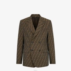 Fendi hombres chaqueta de tela 2LH8E2202 vestir marrón