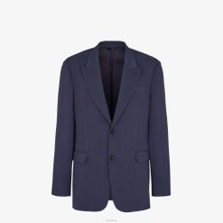 Fendi hombres chaqueta de viscosa 2LH8E1940 vestir azul