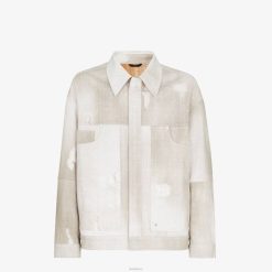 Fendi hombres chaqueta vaquera estampada 2LH8E2001 vestir beige
