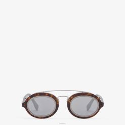 Fendi hombres gafas de sol de desfile havana de acetato con lentes 2LH8E2420 accesorios moda