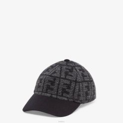 Fendi hombres gorra de béisbol en jacquard de cachemir 2LH8E2451 accesorios negro