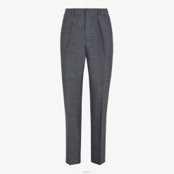 Fendi hombres pantalones de lana 2LH8E1968 vestir gris