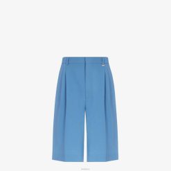 Fendi hombres pantalones de lana 2LH8E2065 vestir azul