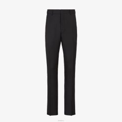 Fendi hombres pantalones de lana de seda 2LH8E2068 vestir negro