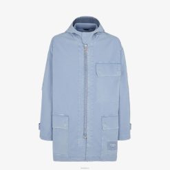 Fendi hombres parka de gabardina 2LH8E1911 vestir azul claro