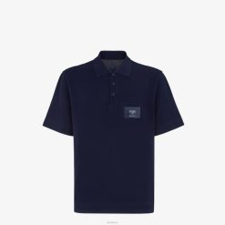 Fendi hombres polo de algodón 2LH8E2143 vestir azul