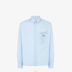 Fendi hombres remera de algodón 2LH8E2060 vestir azul claro