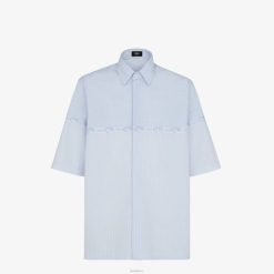 Fendi hombres remera de algodón 2LH8E2184 vestir azul claro