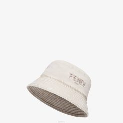 Fendi hombres sombrero estilo pesca de algodón 2LH8E2379 accesorios beige
