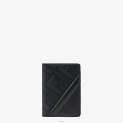 Fendi hombres tarjetero diagonal de piel con sombra 2LH8E2574 accesorios negro