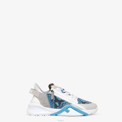 Fendi hombres zapatillas bajas elaphe 2LH8E2294 zapatos azul claro