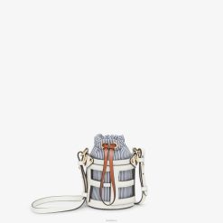 Fendi mujer bolso bombonera de piel y tela a rayas 2LH8E82 accesorios blanco