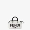 Fendi mujer bolso boston pequeño de lona con bordado roma 2LH8E700 accesorios blanco