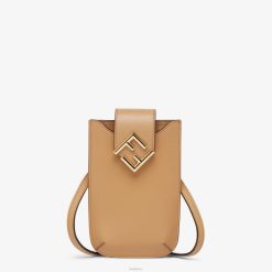 Fendi mujer bolso de cuero para teléfono con diamantes ff 2LH8E1518 accesorios blanco