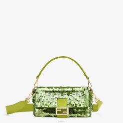 Fendi mujer bolso de cuero y lentejuelas ácidas 2LH8E792 accesorios verde