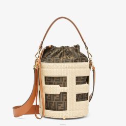 Fendi mujer bolso de paja natural y tejido ff 2LH8E604 accesorios beige