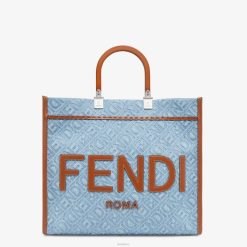 Fendi mujer bolso shopper de mezclilla 2LH8E624 accesorios azul claro