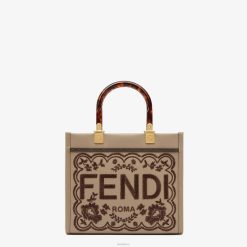 Fendi mujer Bolso shopper de piel paloma con bordado floral 2LH8E656 accesorios gris