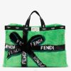 Fendi mujer bolso shopper de visón con incrustación de cinta 2LH8E760 accesorios verde