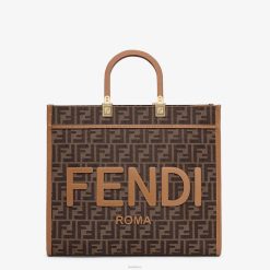 Fendi mujer bolso shopper ff de tela jacquard 2LH8E532 accesorios marrón