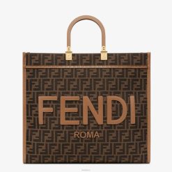 Fendi mujer bolso shopper ff de tela jacquard 2LH8E533 accesorios marrón