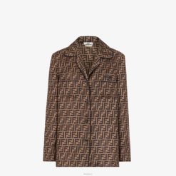 Fendi mujer camisa de sarga 2LH8E971 vestir marrón