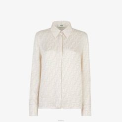 Fendi mujer camisa de seda 2LH8E922 vestir blanco