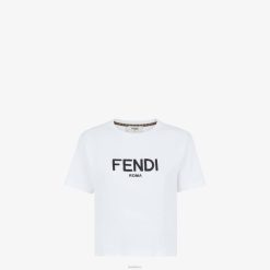 Fendi mujer Camiseta de algodón 2LH8E1112 vestir blanco