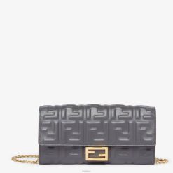 Fendi mujer cartera baguette continental con cadena de napa 2LH8E1536 accesorios gris