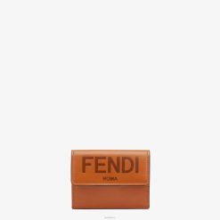 Fendi mujer cartera triple de piel con micropliegues 2LH8E1557 accesorios marrón