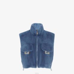 Fendi mujer chaleco de visón 2LH8E1253 vestir azul