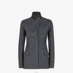Fendi mujer chaqueta de lana 2LH8E1214 vestir gris