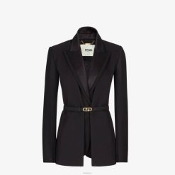 Fendi mujer chaqueta de lana 2LH8E1232 vestir negro