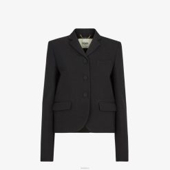 Fendi mujer chaqueta de lana grano de poudre 2LH8E1003 vestir negro