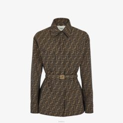 Fendi mujer chaqueta de lona 2LH8E974 vestir marrón